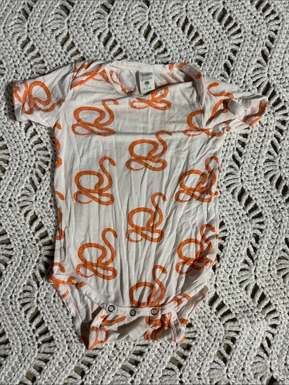 kate quinn Orange Snake Print Baby One-Piece
